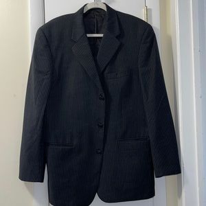 Suit jacket. Black with white pin stripes. Mens